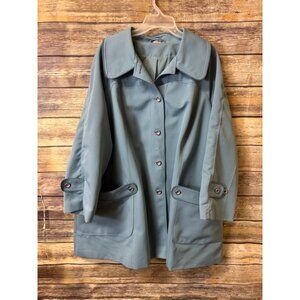 Vintage Forecaster of Boston Womens 1X‎ Light Blue Trench Coat Button Details